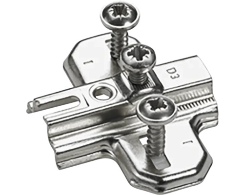 Platine de montage avec vis pour ferrures de meubles