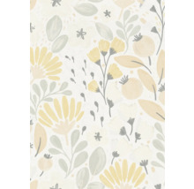 Tapete mit gelbem und grauem Blumenmuster