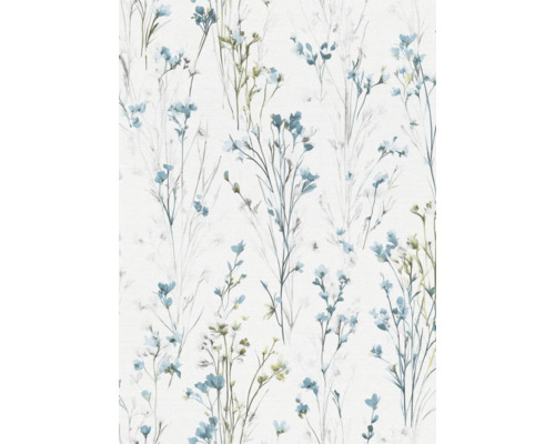Papier peint à motif floral de fleurs bleues