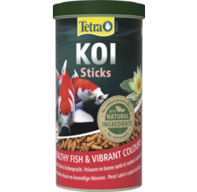 Nourriture pour poissons Tetra Pond Koi Sticks en boîte avec Tetra Logo, ingrédients naturels, sans conservateurs ni colorants.
