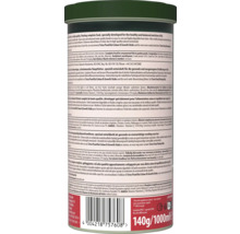 Arrière de l'emballage Tetra Pond Koi Sticks avec ingrédients, instructions de nourrissage, code-barres, symbole de recyclage et Tetra Logo.