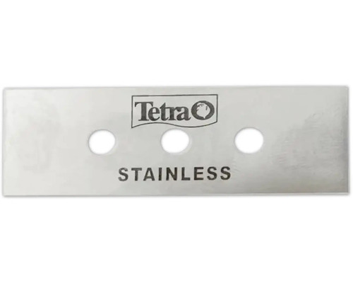 Tetra Ersatzklinge aus Edelstahl für Aquarium-Schaber mit drei Löchern und Tetra Logo.