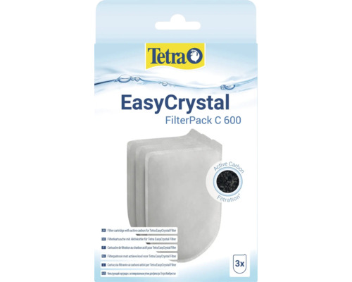 Tetra EasyCrystal FilterPack C 600, cartouches de filtration au charbon actif pour filtres d aquarium, lot de 3.