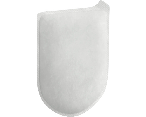 Filtre en molleton blanc pour piscine ou spa avec coins arrondis et bords scellés.