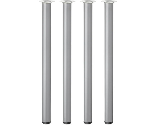 Quatre pieds de table argentés