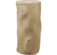 Récupérateur d'eau de pluie aspect tronc d'arbre en plastique avec couvercle et raccord Garantia Logo