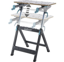 Wolfcraft Logo auf einer höhenverstellbaren Werkbank