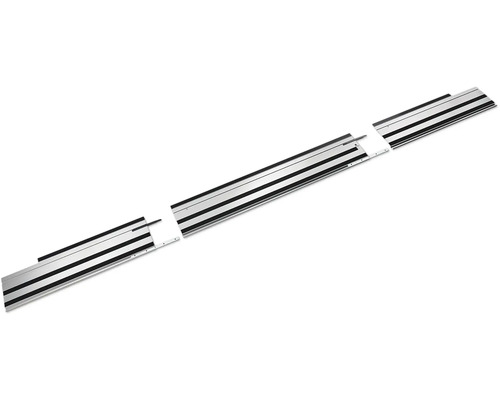 Rail de guidage en trois parties en aluminium avec bandes en caoutchouc pour scies circulaires y compris raccords.
