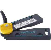 Fausse équerre Wolfcraft avec aimant jaune et levier de serrage pour la mesure d'angles et le report sur les scies à onglet.
