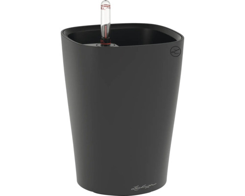 Cache-pot gris foncé avec indicateur de niveau d'eau