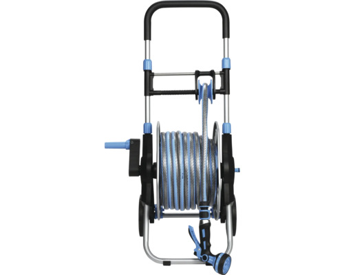 Chariot de tuyau d'arrosage avec tuyau et pistolet d'arrosage