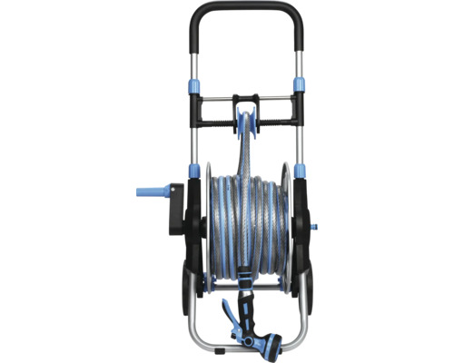 Chariot enrouleur de tuyau avec tuyau et pistolet pulvérisateur