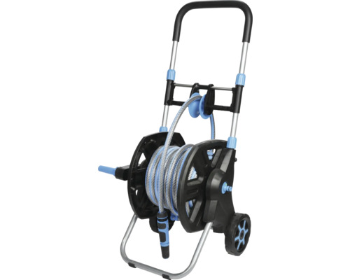 Gartenschlauchwagen mit Schlauch und Spritzdüse