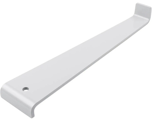 Stabiler Regalträger aus Metall mit einem Einhängehaken und einer Befestigungsbohrung.