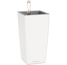 Pot de fleurs haut et carré en plastique avec indicateur de niveau d'eau et système d'irrigation.