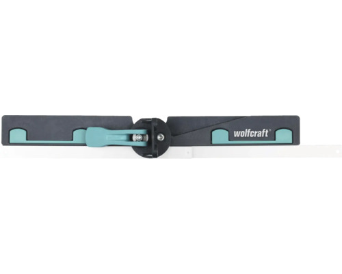 Fausse équerre wolfcraft en plastique pour mesurer et reporter des angles avec levier de blocage.