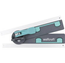 Fausse équerre Wolfcraft pour mesurer et reporter des angles, boîtier en plastique avec composants métalliques.