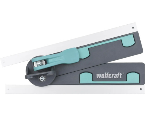 Fausse équerre Wolfcraft pour mesurer et reporter des angles, boîtier en plastique avec composants métalliques.