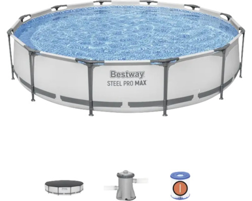 Kit piscine hors sol Bestway Steel Pro Max avec pompe de filtration et bâche de piscine