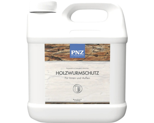 PNZ Holzwurmschutz für den Innen- und Außenbereich in einem weißen Behälter