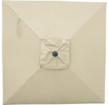 Detailansicht einer quadratischen Sonnenschirmbespannung mit zentralem Knopf