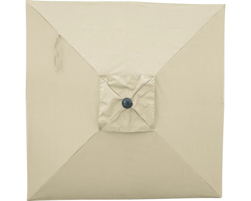 Detailansicht einer quadratischen Sonnenschirmbespannung mit zentralem Knopf