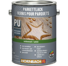 Parkettlack in einer Metalldose mit der Aufschrift PU extrem kratzfest und seidenmatt