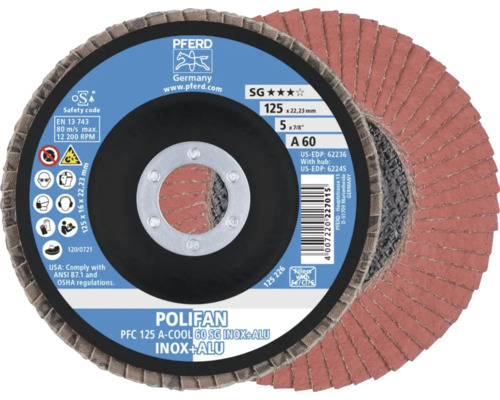 Disque abrasif Pferd Polifan, diamètre 125 millimètres, pour acier inoxydable et aluminium