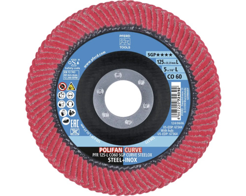 Pferd Polifan Curve Meule à lamelles, 125 millimètres, pour acier et acier inoxydable