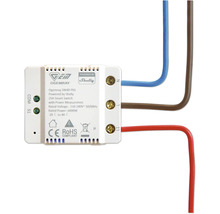 Commutateur intelligent Ogemray SW40 PbS alimenté par Shelly avec mesure de puissance, 25 Ampères, 110 à 240 Volts, avec câbles connectés.