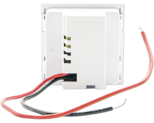 Rückansicht eines weißen elektronischen Geräts mit Anschlüssen und Kabeln