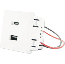 Weißer USB-Doppelwandstecker mit Anschlusskabel