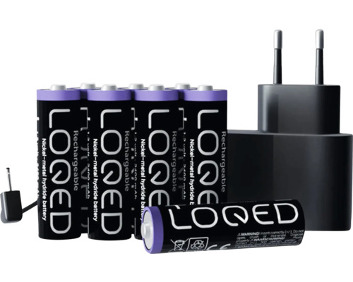 Batteries rechargeables nickel-métal hydrure LOQED avec chargeur