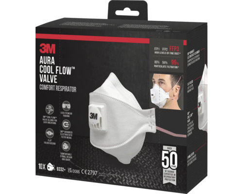 Respirateur confort 3M Aura Cool Flow Valve, niveau de protection FFP3