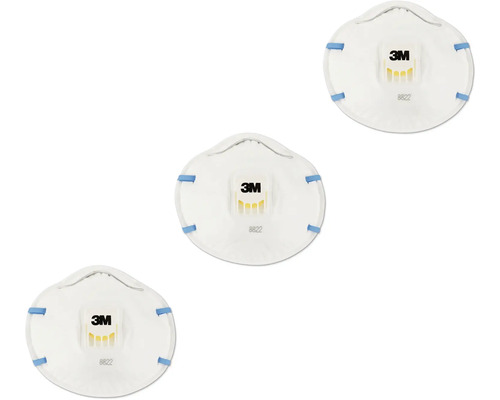 Drei 3M Atemschutzmasken des Typs 8822