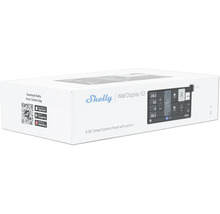 Emballage de l'écran mural Shelly X2i, un panneau de commande intelligent de 6,95 pouces avec interrupteur.