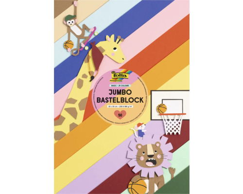 Bloc de bricolage Jumbo avec 25 couleurs, format 23 x 33 cm, 130 et 300 grammes par mètre carré