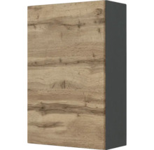 Wandschrank mit Front in Eichenoptik und anthrazitfarbenem Korpus.