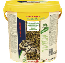 Sera Reptil Herbivor Nature aliments professionnels pour reptiles herbivores dans un seau jaune de 3,2 kilogrammes net.