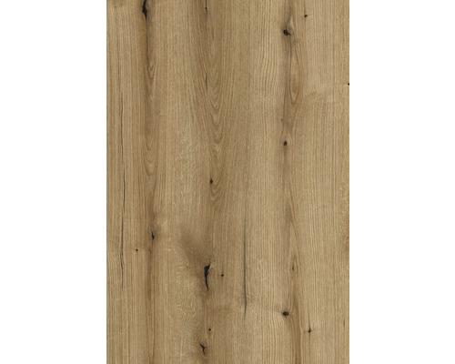 Gros plan d une surface en bois aspect chêne avec des veines marquées, des nœuds et de fines fissures.