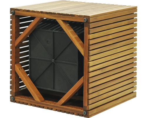 Holzkiste mit Einsatz für Gartenteich