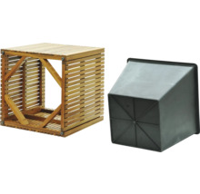 Blumenhocker aus Holz mit Kunststoffeinsatz