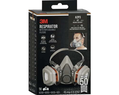 Masque respiratoire 3M avec filtres remplaçables dans l'emballage