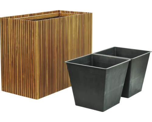 Holz Pflanzenkasten mit zwei Pflanzeinsätzen