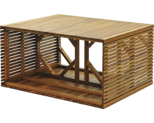 Holzlager für den Garten aus Holzlatten