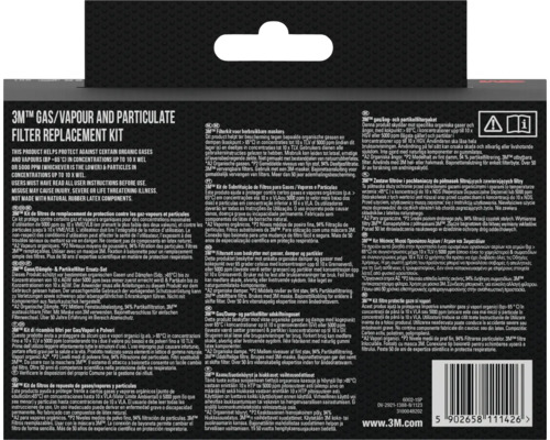 3M Gas Dampf und Partikelfilter Ersatzset zum Schutz vor organischen Gasen und Dämpfen