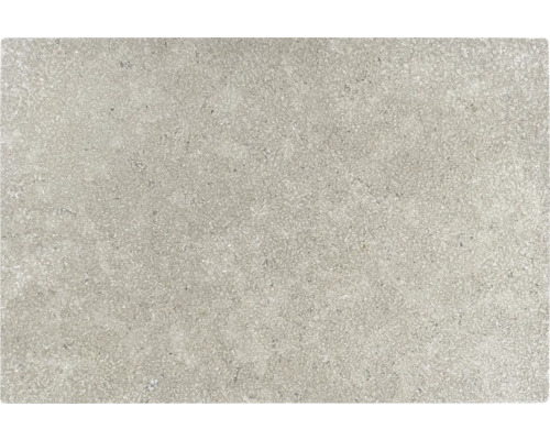 Dalle de terrasse grise en grès cérame aspect pierre avec une surface structurée.