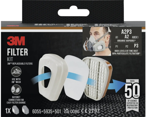 Kit de filtres 3M avec filtres de rechange pour masques respiratoires