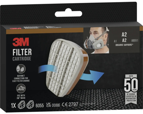 Cartouche filtrante 3M A2, A1, A2, ABEK1 pour filtrer les vapeurs organiques