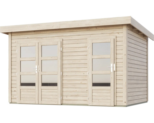 Holzgartenhaus mit zwei Glastüren